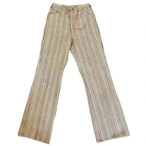 Vintage Unisex Jeans Multicolored Striped Straight Denim High Waist 22x28